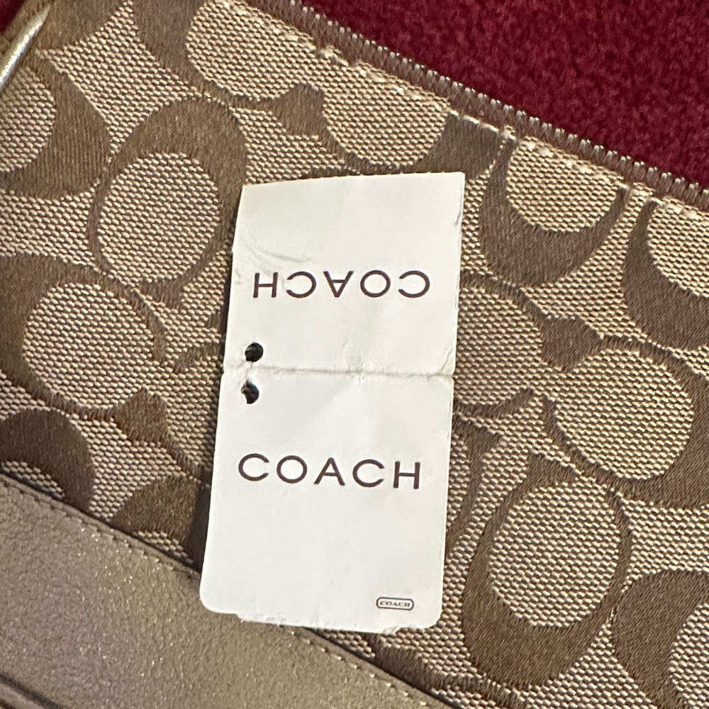 Coach Brown Signature Canvas Purse with Leather Trim - Picture 5 of 7